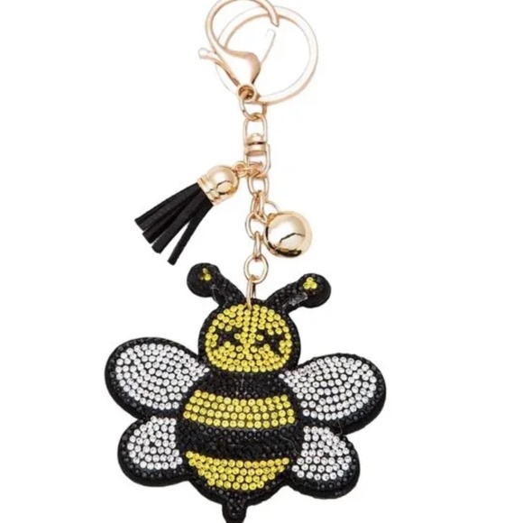 🎉Host Pick🎉 NWT Bling Bumble Bee Puffy Keychain or Bag Charm with Tassel! - Picture 1 of 1